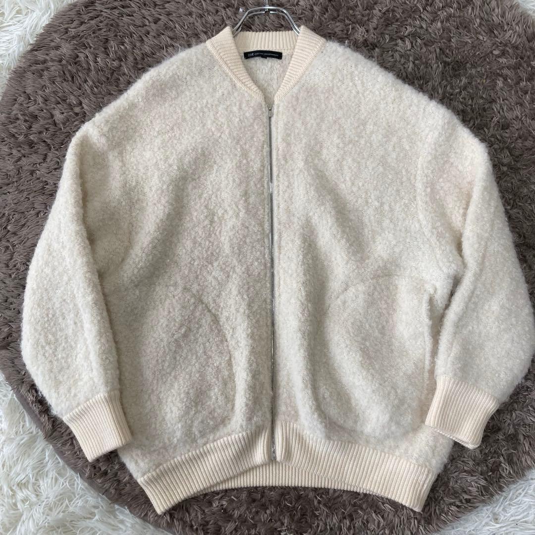 23区✨大きいサイズ2XL ボアコート　ブークレウール　アルパカ　ニット ジップ