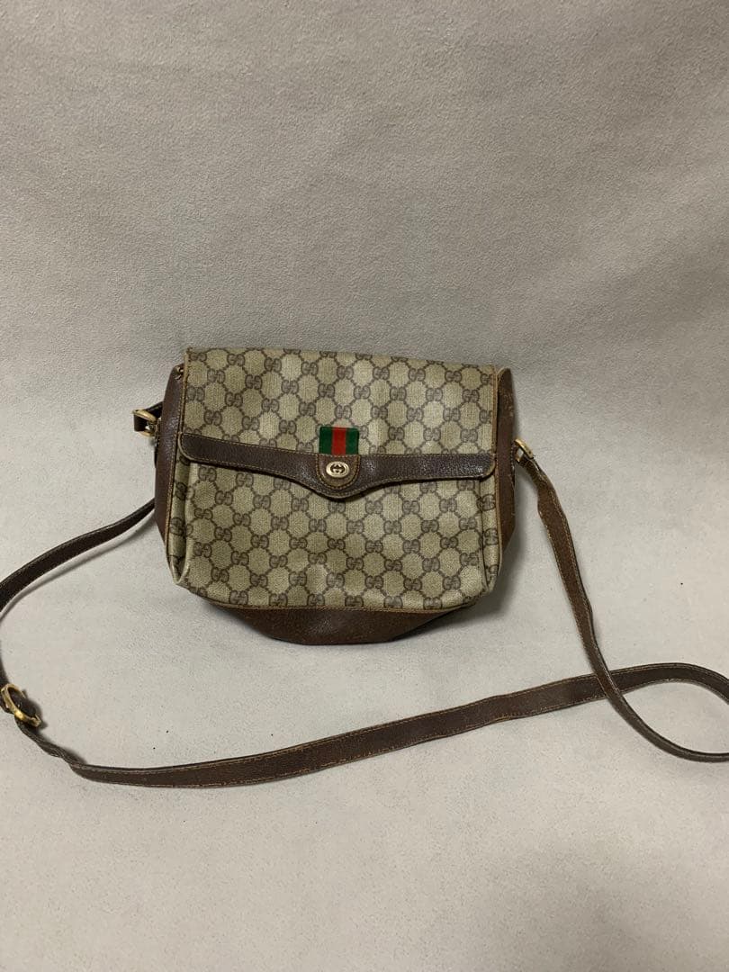 GUCCI 　ヴィンテージ　シェリーライン　GG柄　ショルダーバッグ　難あり