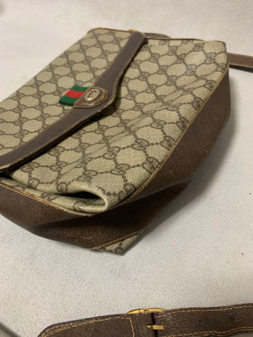 GUCCI 　ヴィンテージ　シェリーライン　GG柄　ショルダーバッグ　難あり
