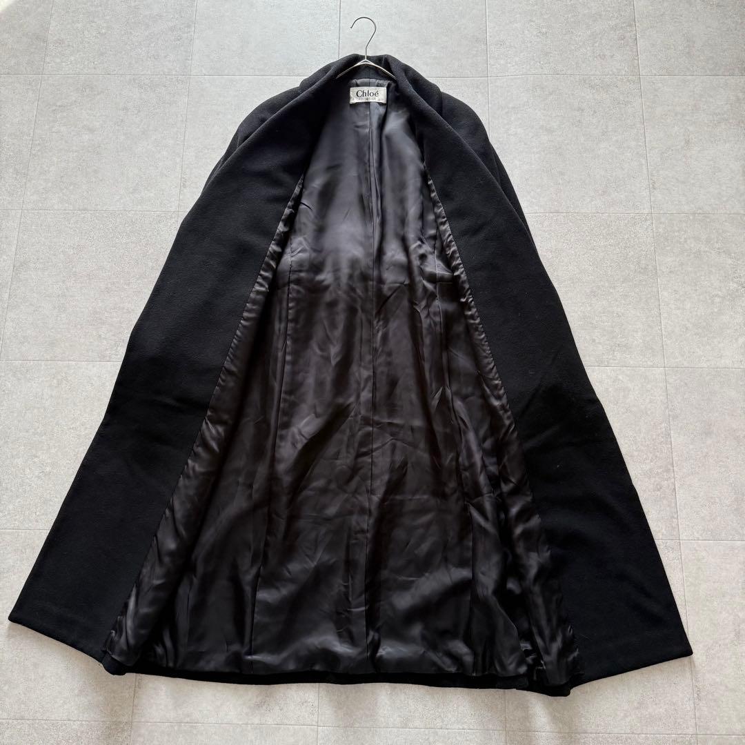 クロエ　ロングコート　ベルト　ウールカシミヤ　黒　42 大きいサイズ