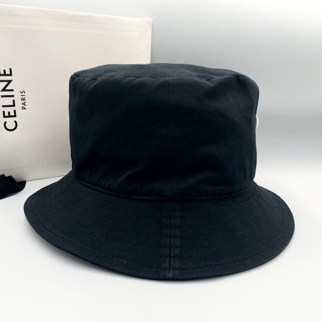 鑑定済★CELINE トリオンフ　コットン　バケットハット　黒　L 59