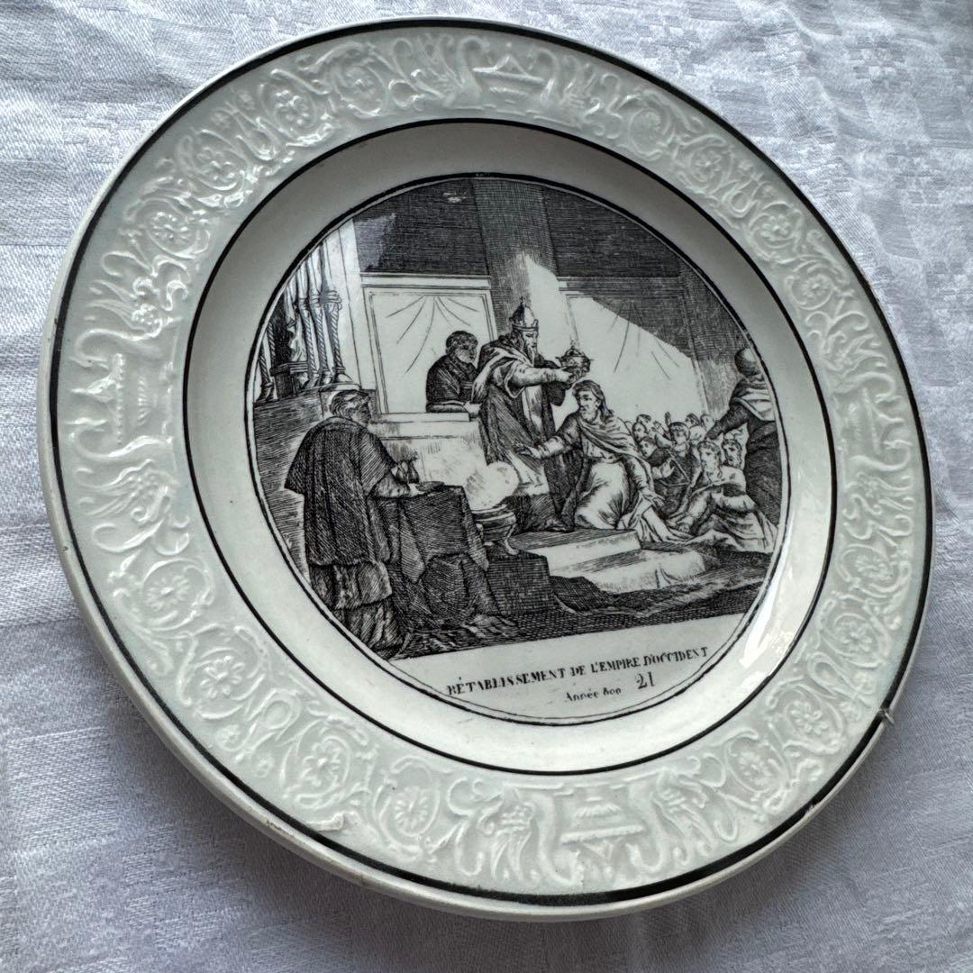 フランスアンティーク　ショワジールロワ　グリザイユ　デザートプレート　平皿