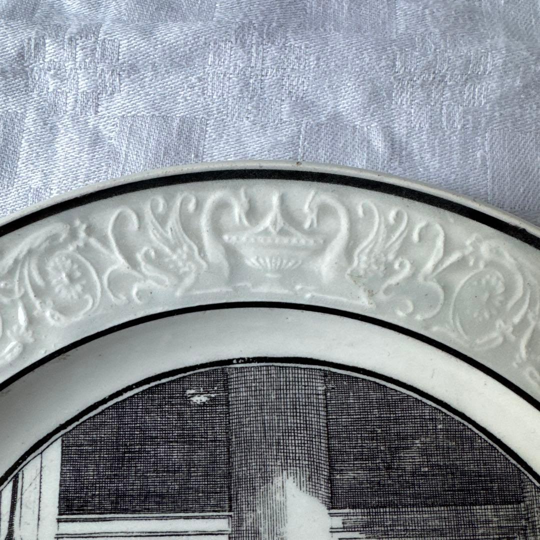 フランスアンティーク　ショワジールロワ　グリザイユ　デザートプレート　平皿