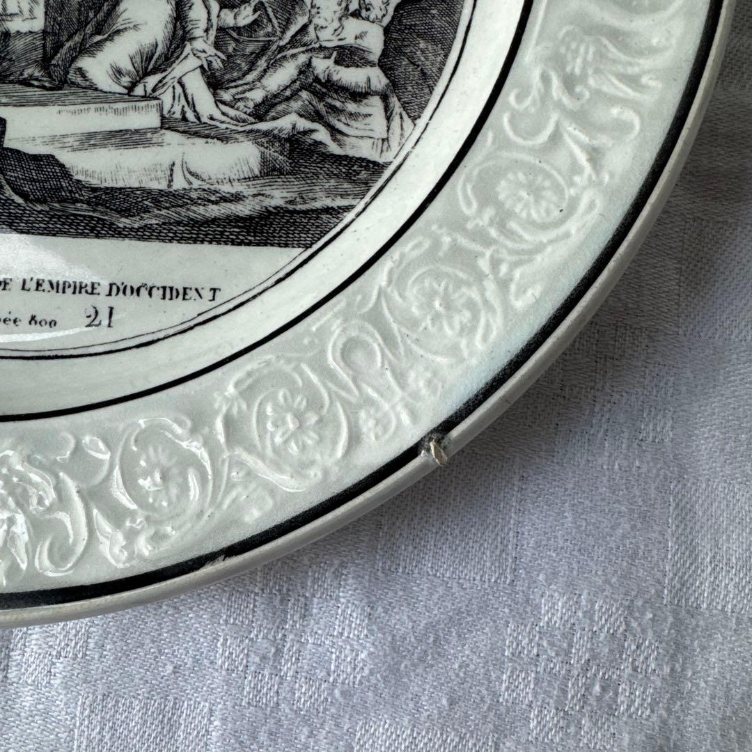 フランスアンティーク　ショワジールロワ　グリザイユ　デザートプレート　平皿