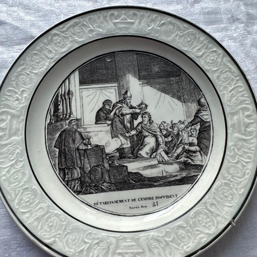 フランスアンティーク　ショワジールロワ　グリザイユ　デザートプレート　平皿