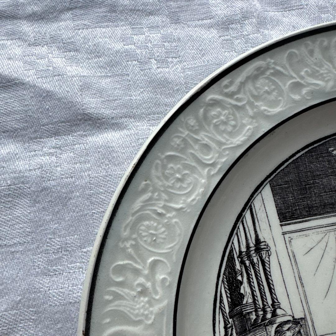 フランスアンティーク　ショワジールロワ　グリザイユ　デザートプレート　平皿