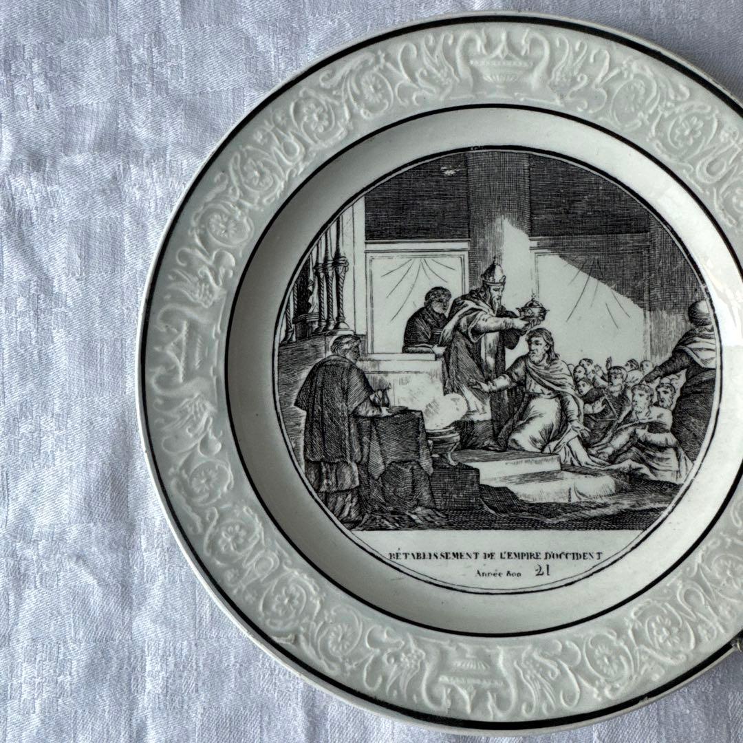 フランスアンティーク　ショワジールロワ　グリザイユ　デザートプレート　平皿