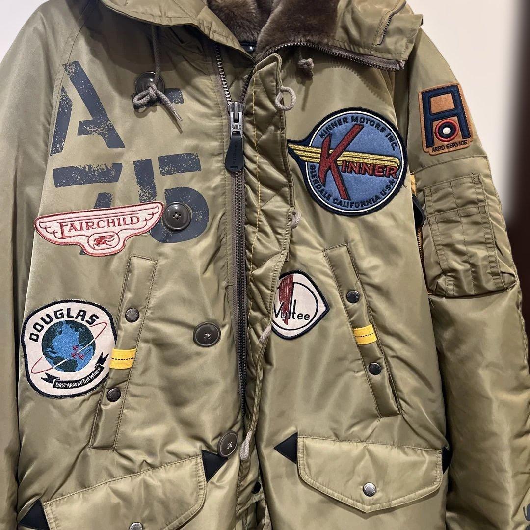 AVIREXダウン風パッチ付きミリタリージャケット/ポケット多め