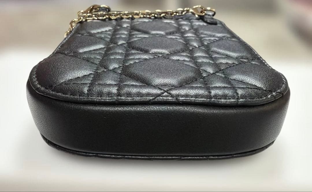 美品　DIOR Dior フォンホルダー ショルダーバッグ ブラック　レザー