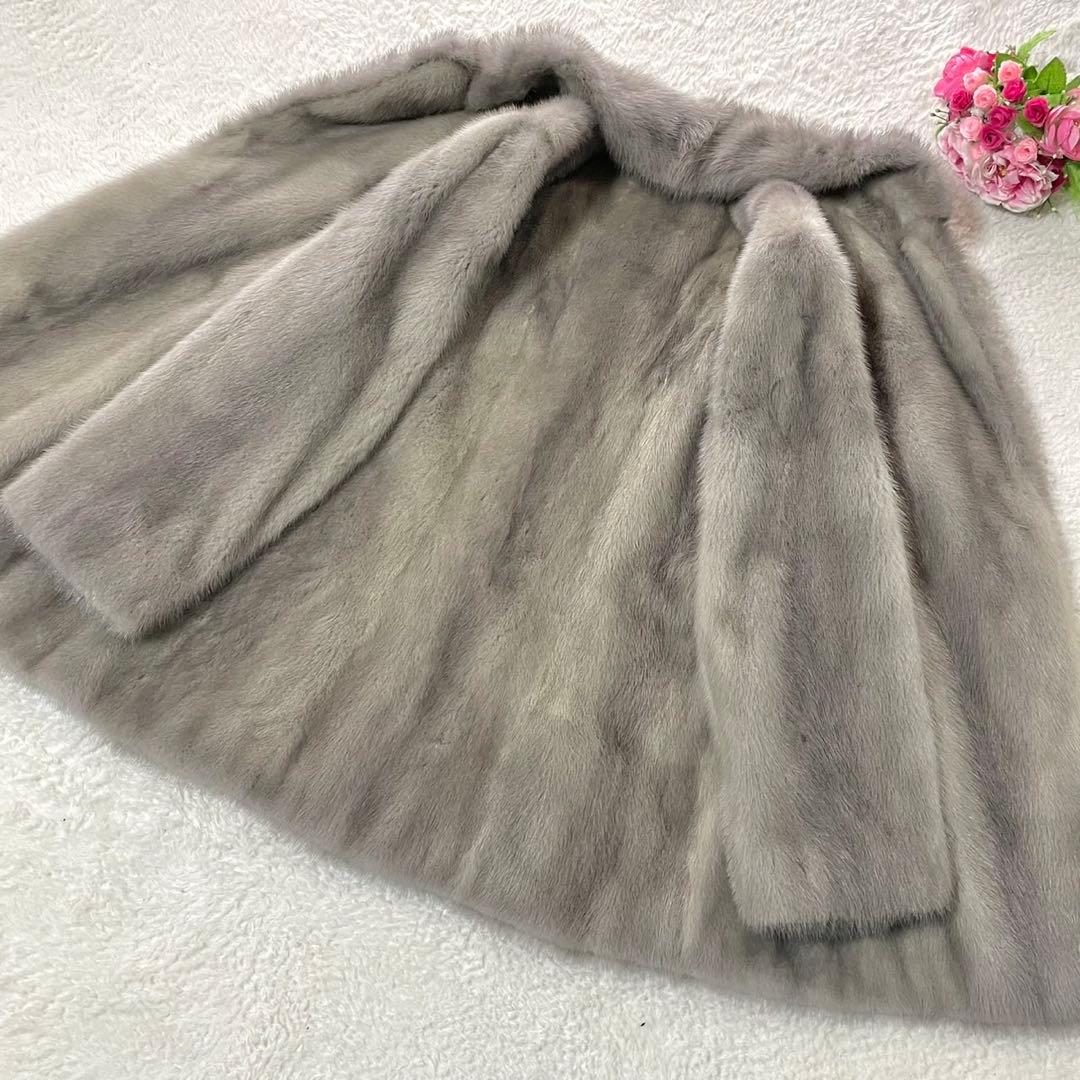 【美品】サファイアミンク 本毛皮 コート なめし柔らか サイズL相当