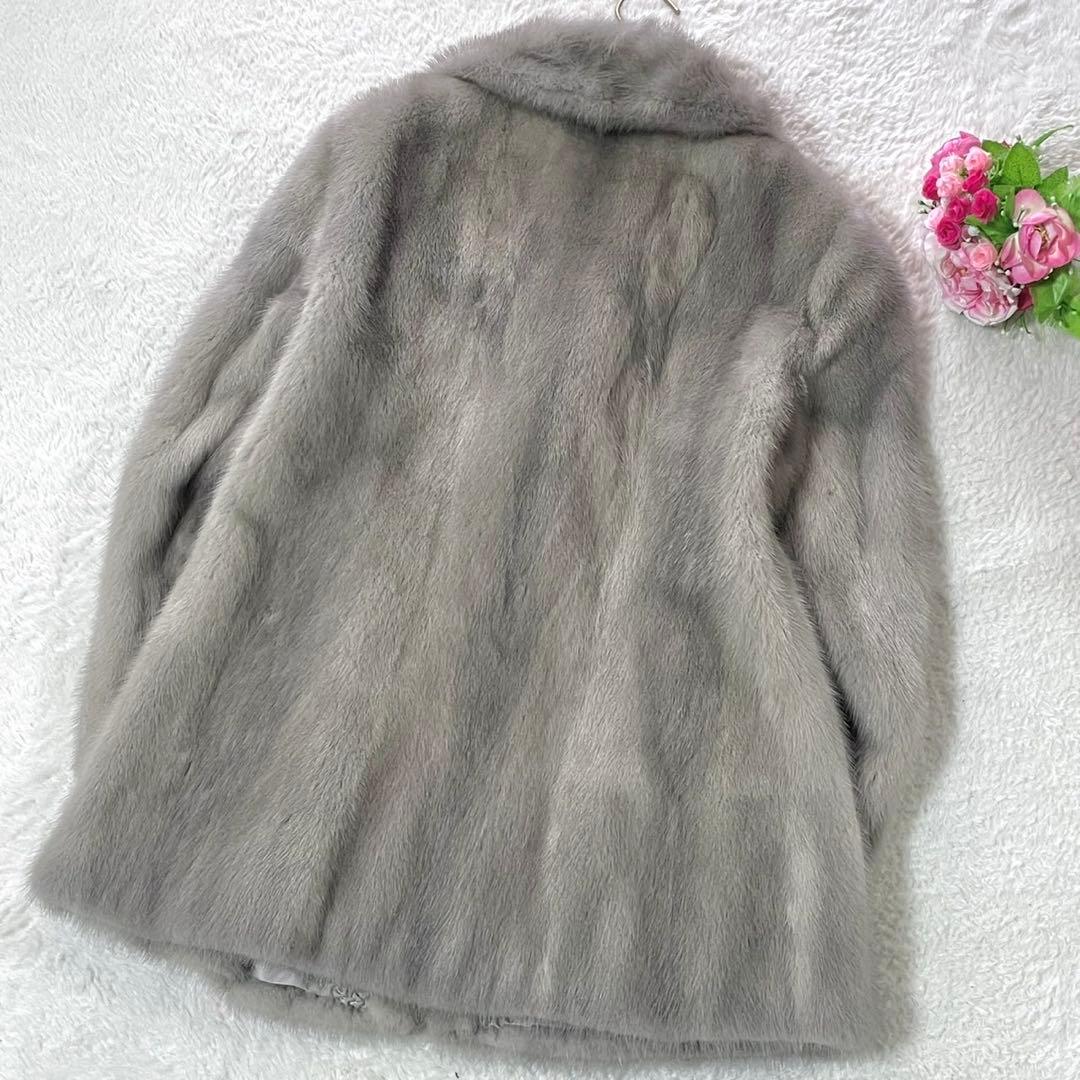【美品】サファイアミンク 本毛皮 コート なめし柔らか サイズL相当