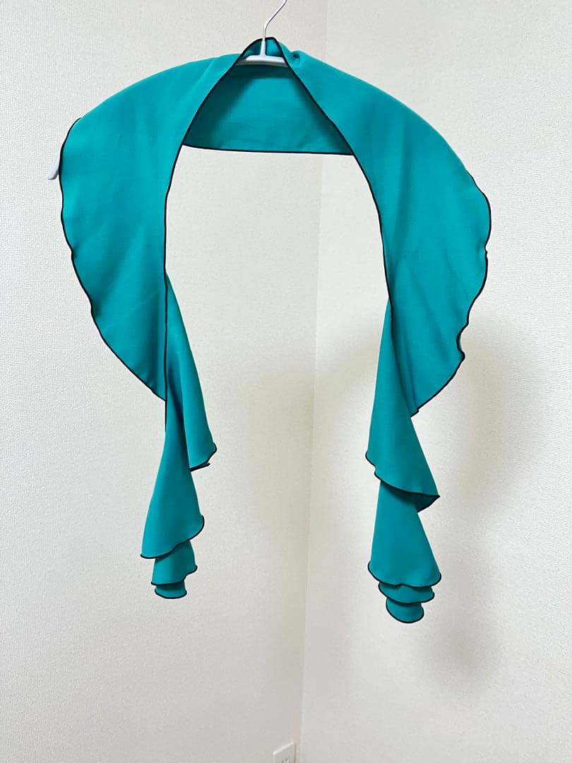 【再出品】フラメンコスカート ターコイズ　共布リボン付き