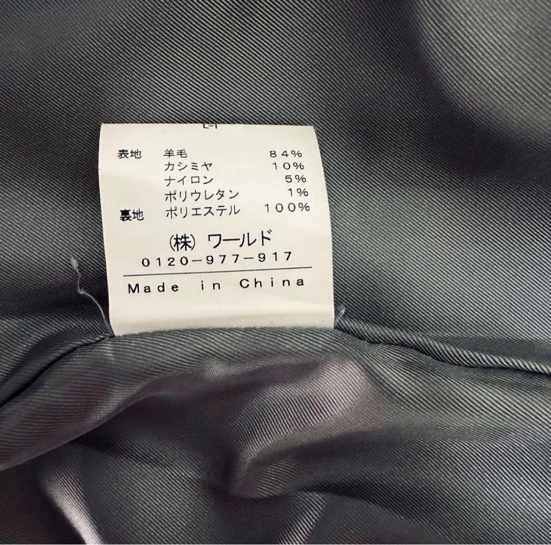 INDIVI カシミヤ混 ウールロングコート 46 ライトグレー 比翼3L 4L