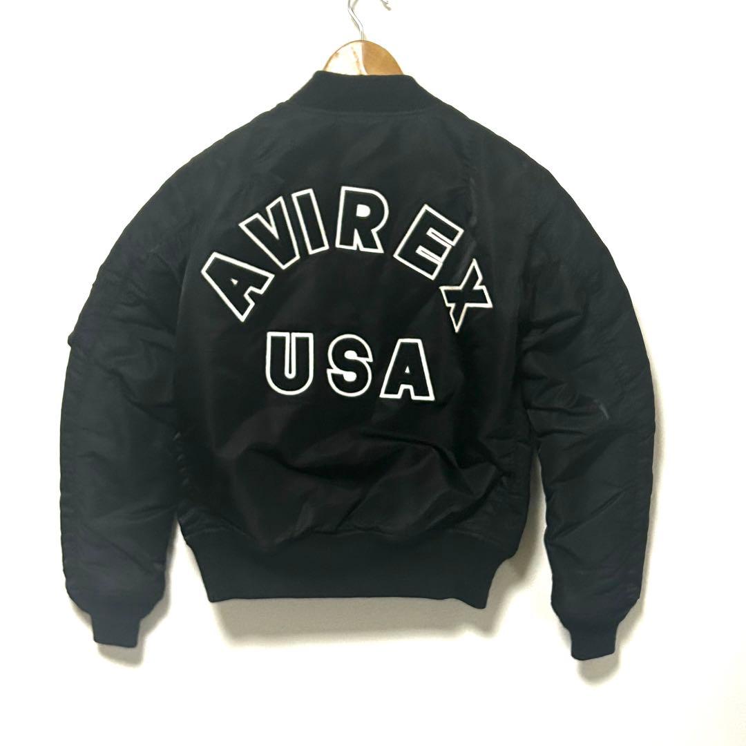 美品 AVIREX フライトジャケット アーチロゴ コマーシャルロゴ L 黒