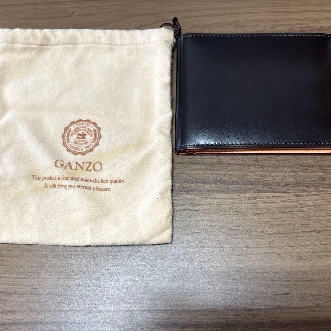 GANZO ダークブラウン 二つ折り財布　ヌメコードバン
