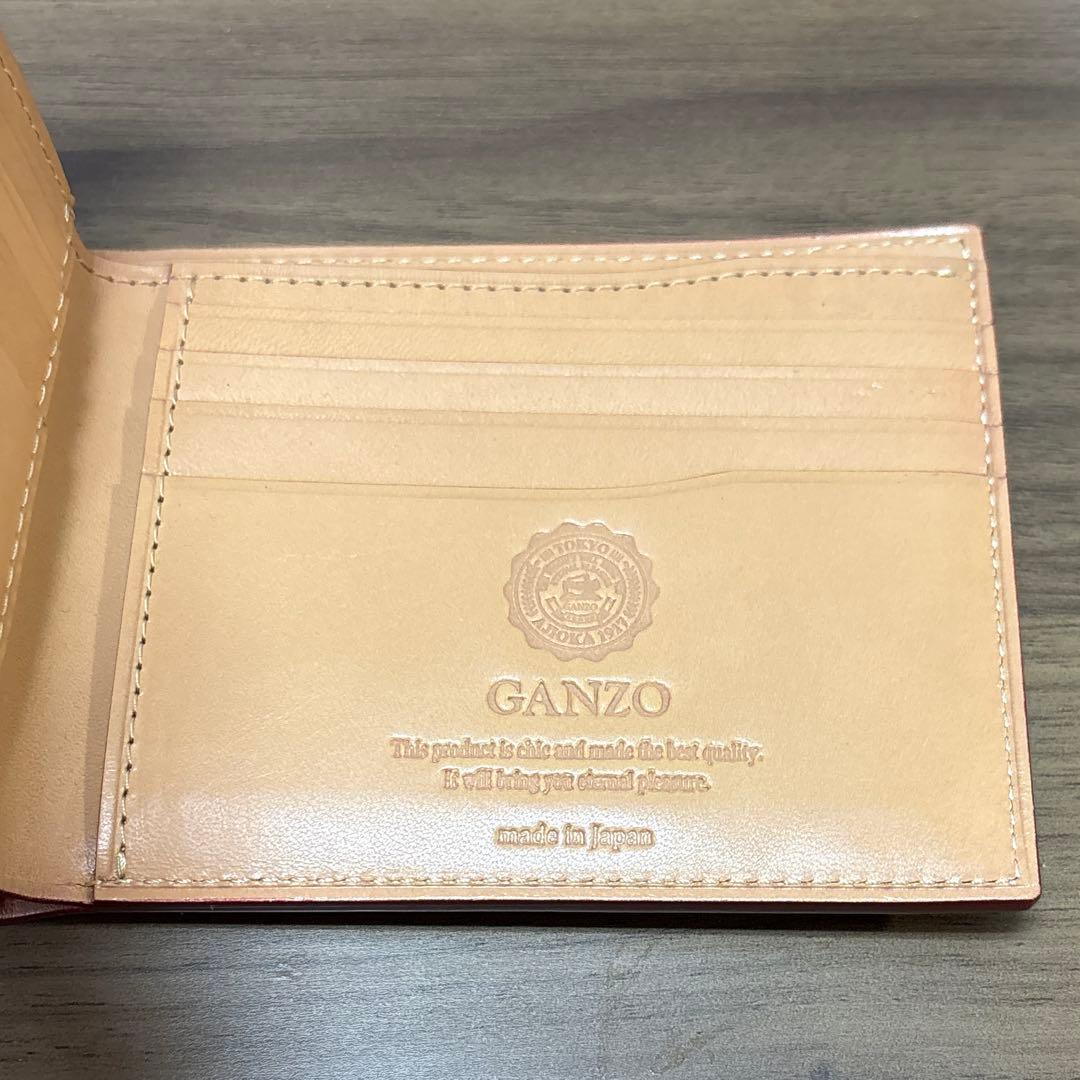 GANZO ダークブラウン 二つ折り財布　ヌメコードバン