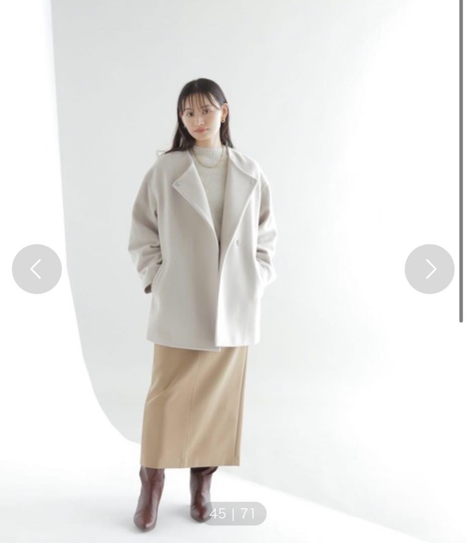 ナチュラルビューティーベーシック オーバーハーフコート ベージュ