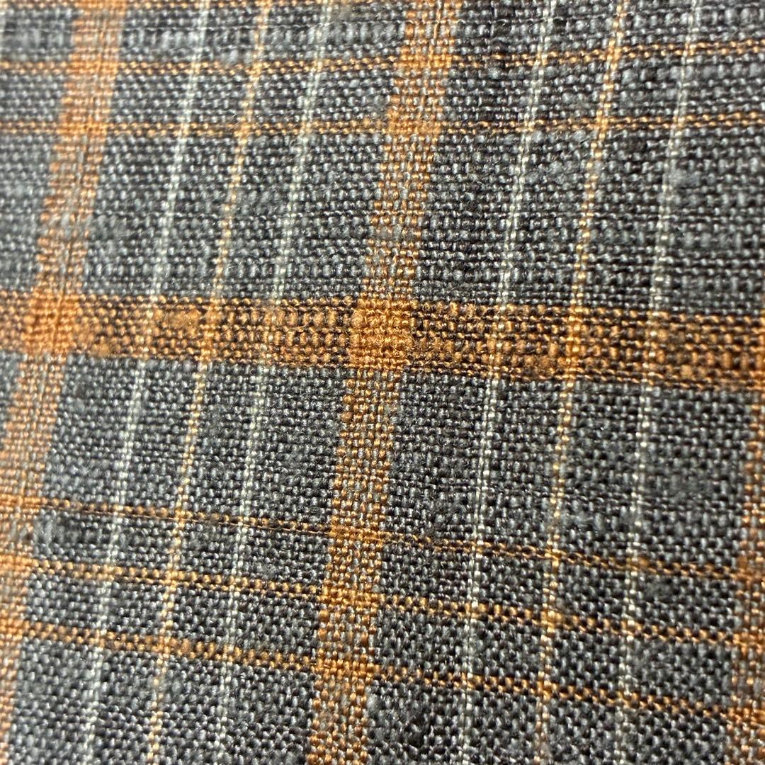 D151 郡上紬　格子柄　チェック　正絹　着物　袷　美品