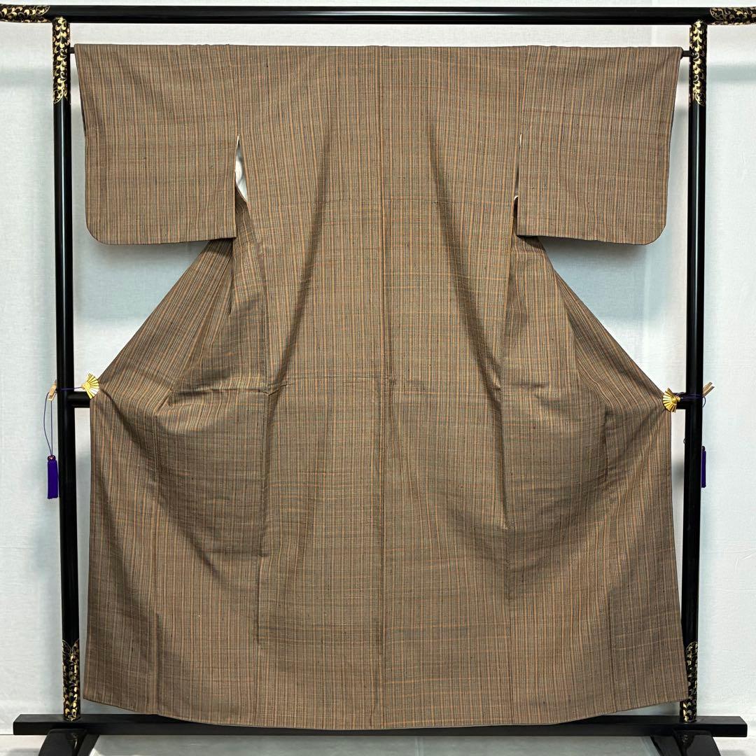 D151 郡上紬　格子柄　チェック　正絹　着物　袷　美品