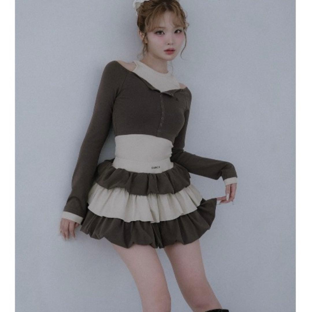 darich ダーリッチ オフショルレイヤードリブトップス