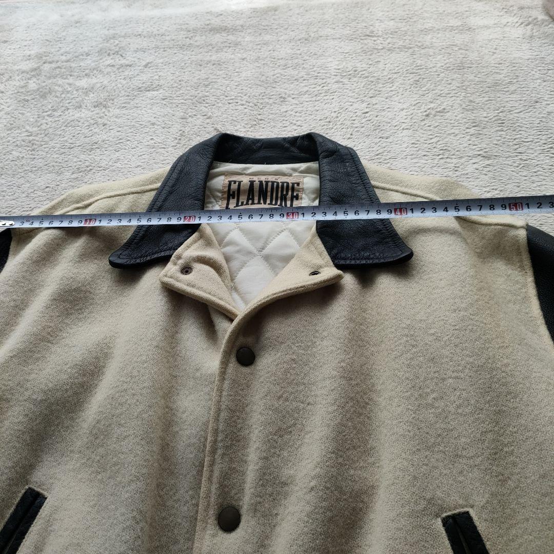 80’s FLANDRE 刺繍ロゴ ウールレザースタジャン 古着