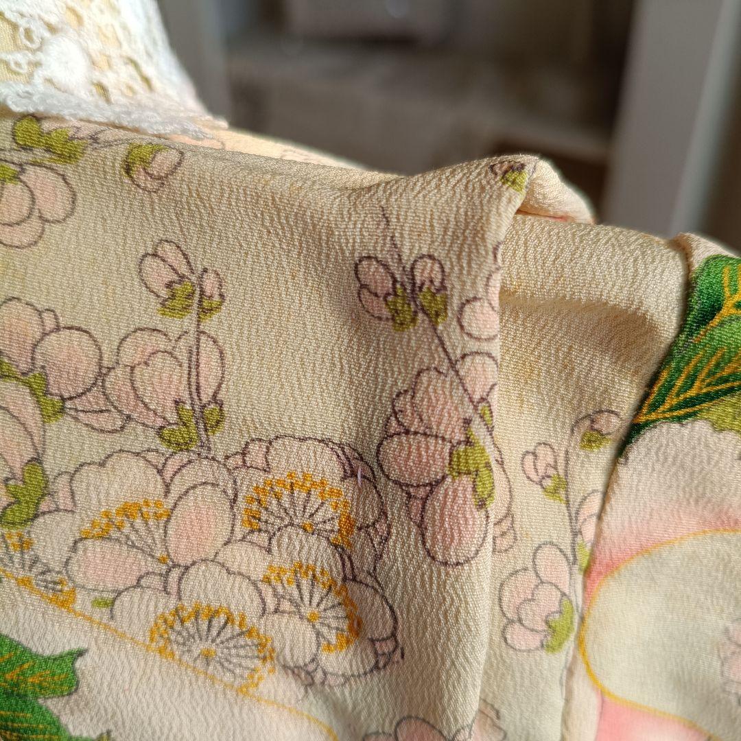 アンティーク大きな牡丹の花の着物単品