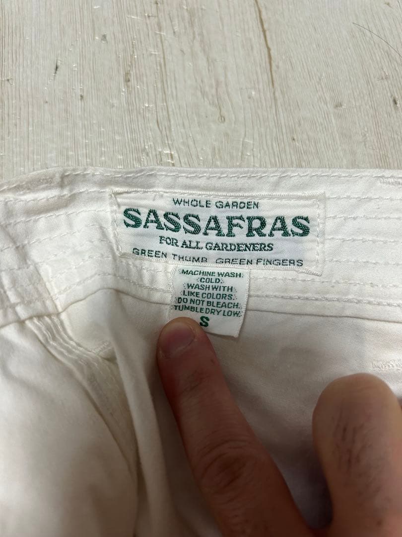 1/26掲載終了SASSAFRAS ベイカーパンツ　着用一回　ホワイト S