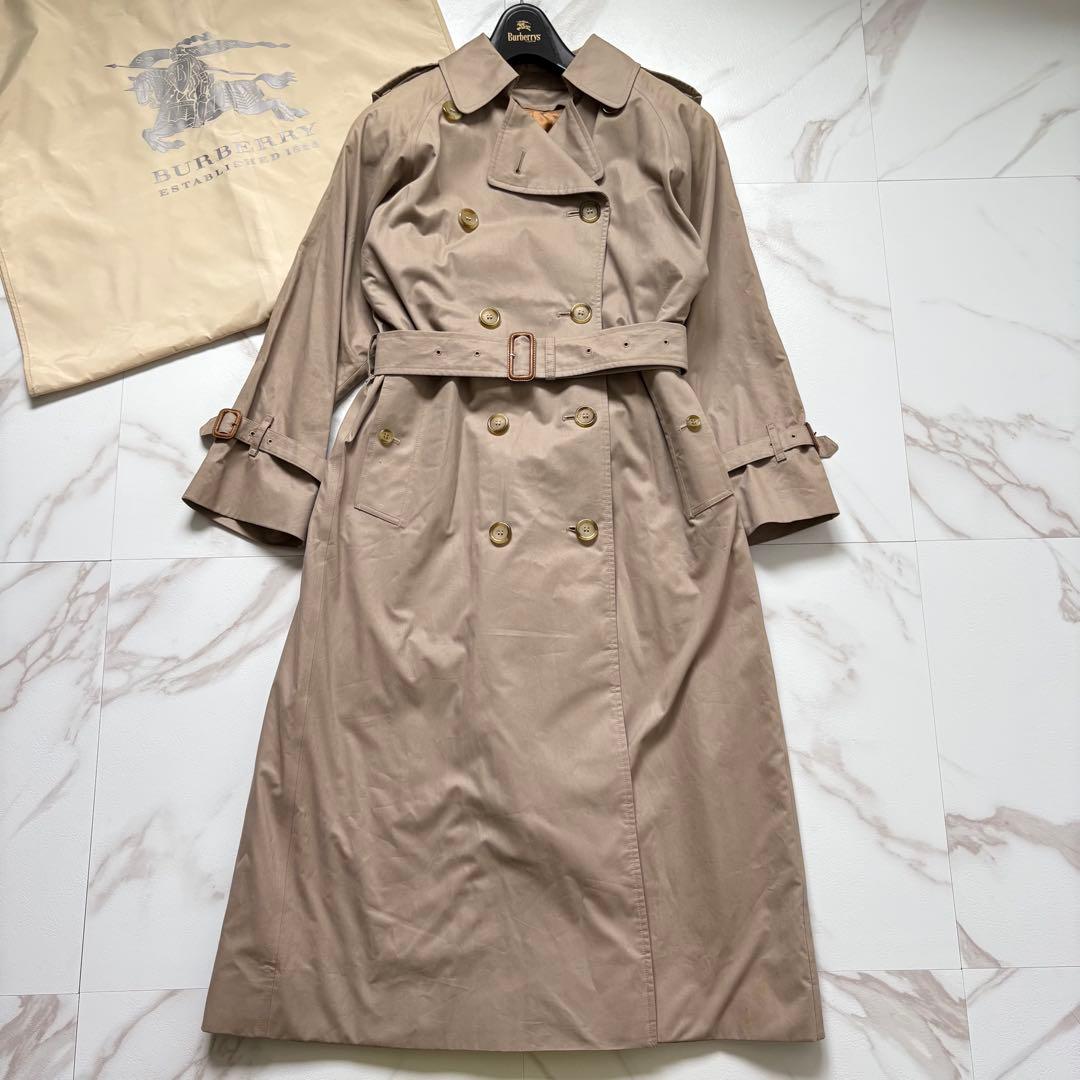 美品◆着丈112 バーバリー ライナー ベルト付 トレンチコート マキシ