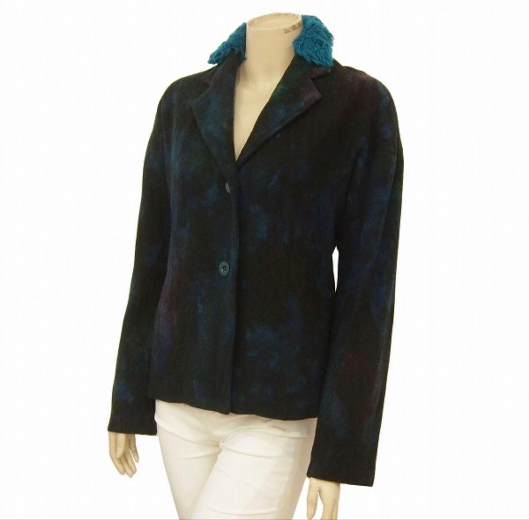 イッセイミヤケISSEY MIYAKE★グラデーション★ファー付ジャケット★L位