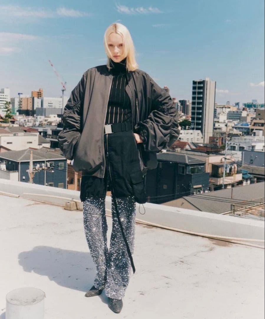 ボリュームスリーブ オーバーサイズジャケット ブラック