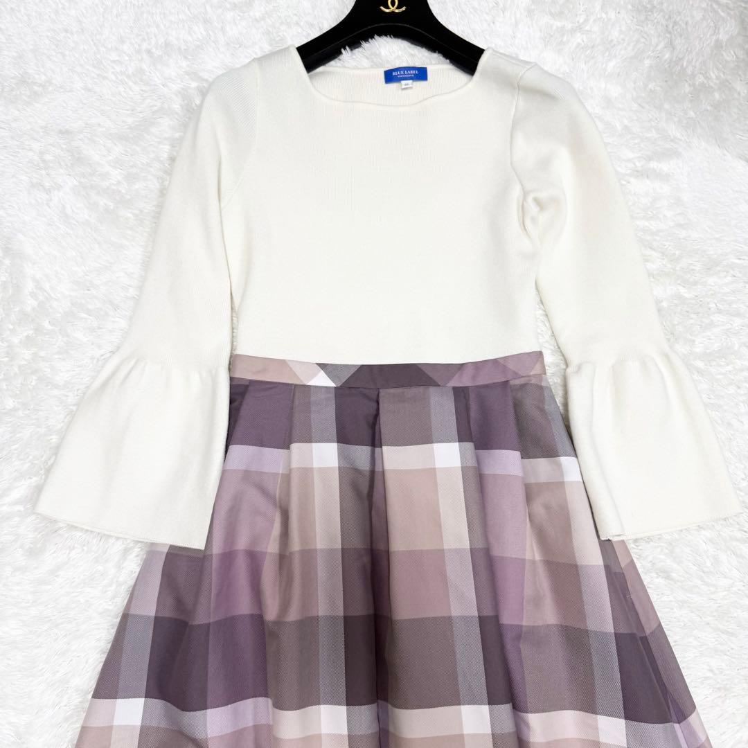 【極美品✨】クレストブリッジ　チェッククロッシングツイルニットドッキングドレス