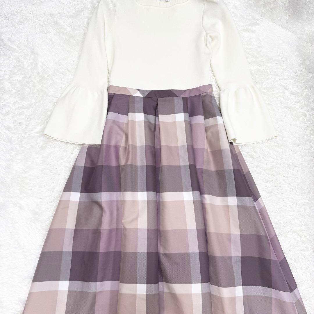 【極美品✨】クレストブリッジ　チェッククロッシングツイルニットドッキングドレス