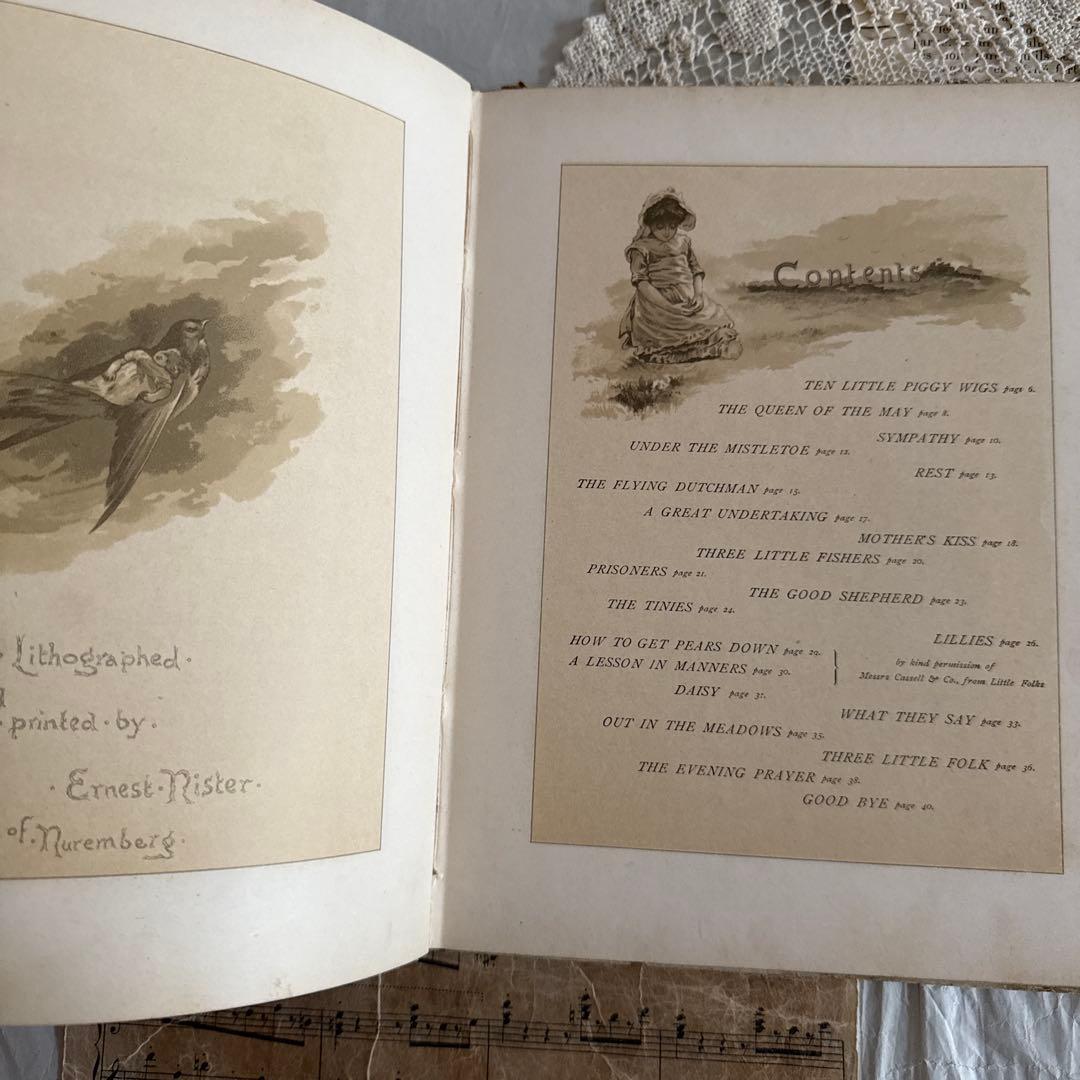 1886年アンティーク美しい挿絵ヴィクトリアン絵本　洋書ジャンクジャーナル古書