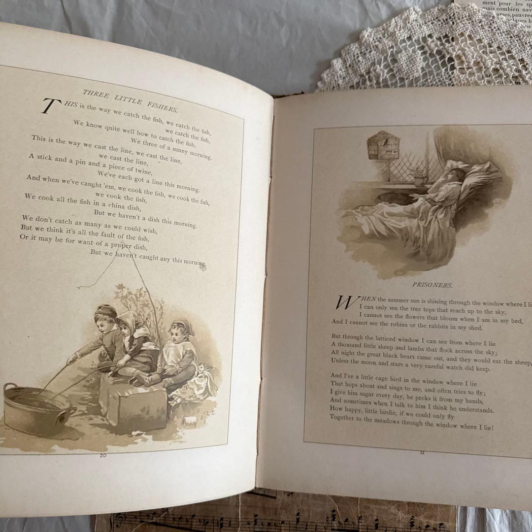 1886年アンティーク美しい挿絵ヴィクトリアン絵本　洋書ジャンクジャーナル古書