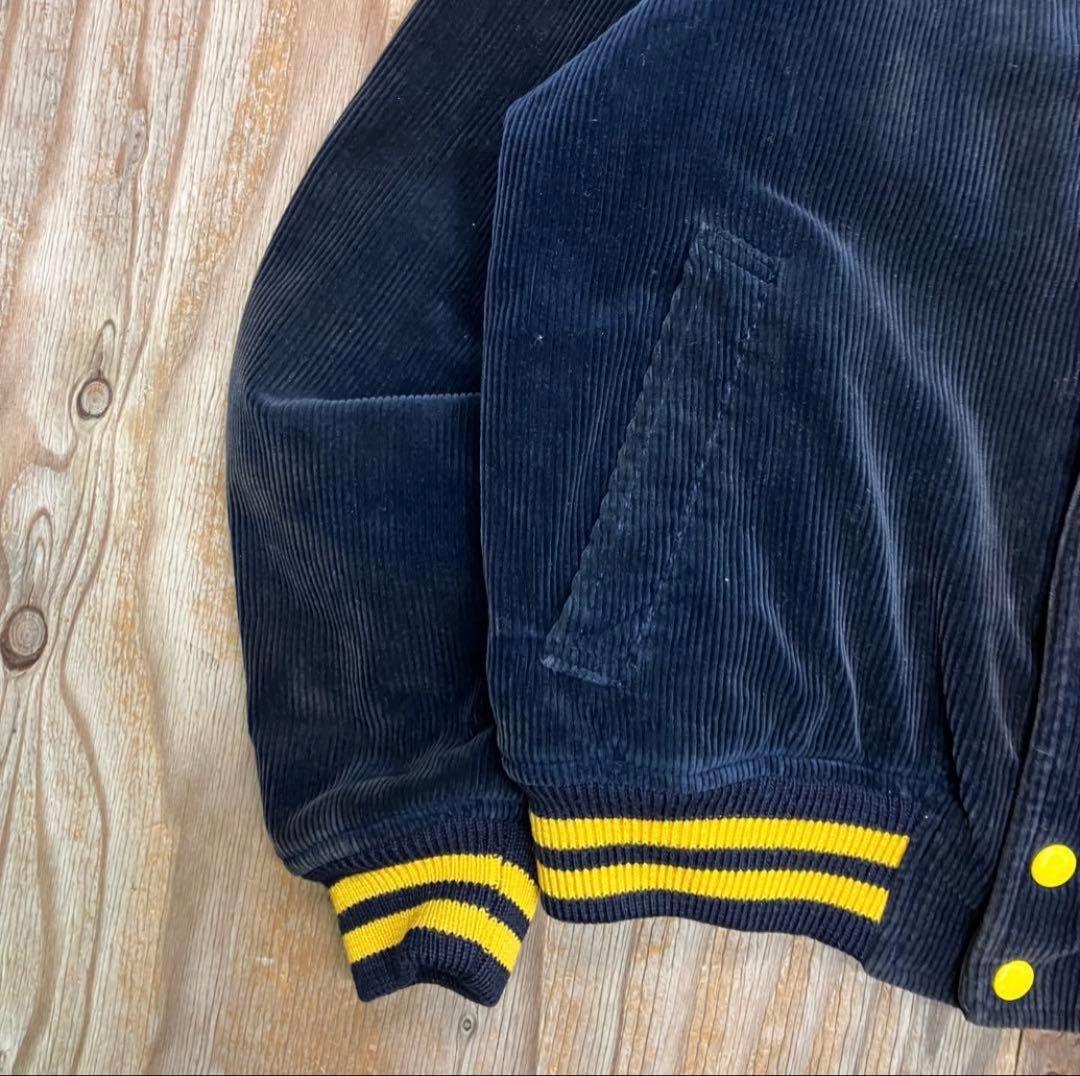 80s コーデュロイ スタジャン バーシティジャケット ネイビー VINTAGE