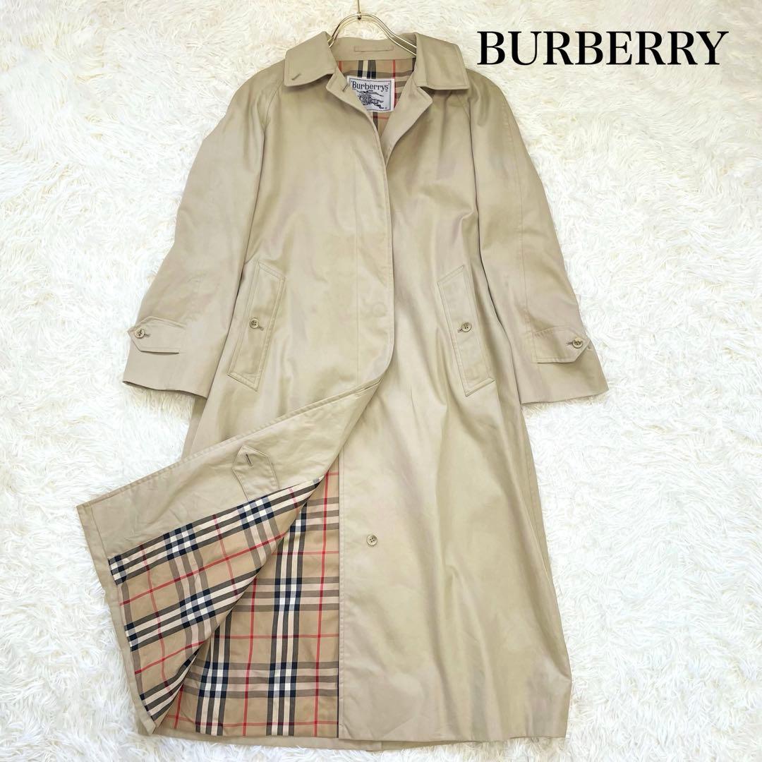 バーバリー ステンカラーコート ノバチェック ロング ヴィンテージ ベージュ