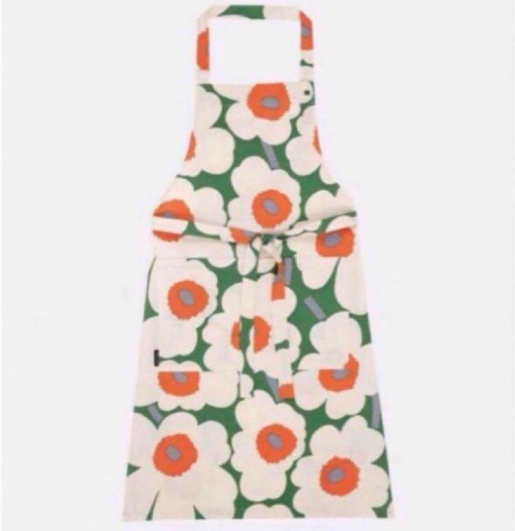 新品未使用　マリメッコ ウニッコ エプロン　　グリーン　オレンジ