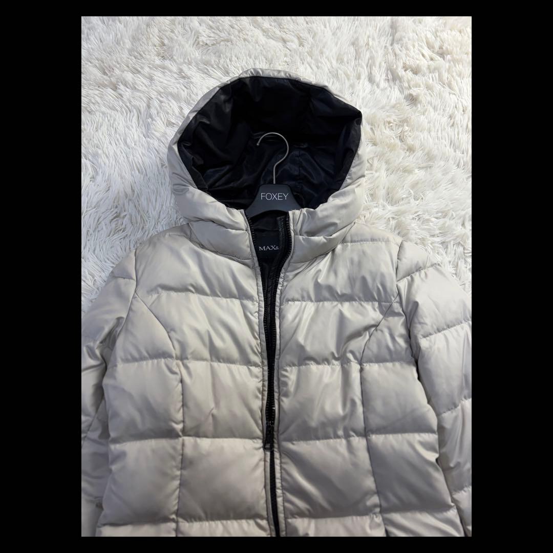 マックスアンドコー XL ロングコート 42 グレー系 フード付き