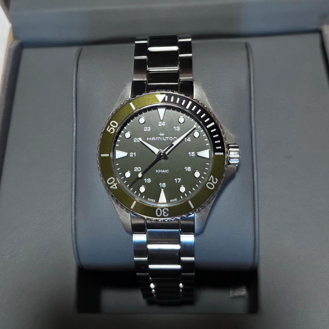 【別注ブレス】ハミルトン カーキ ネイビー スキューバ クオーツ 37mm 緑