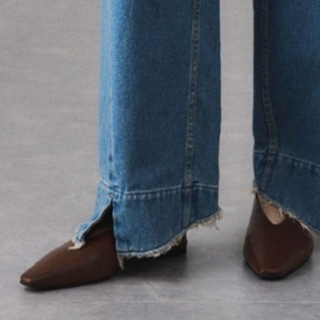 ADAM ET ROPE' ソフトスクエアフラットシューズダークブラウン24.5