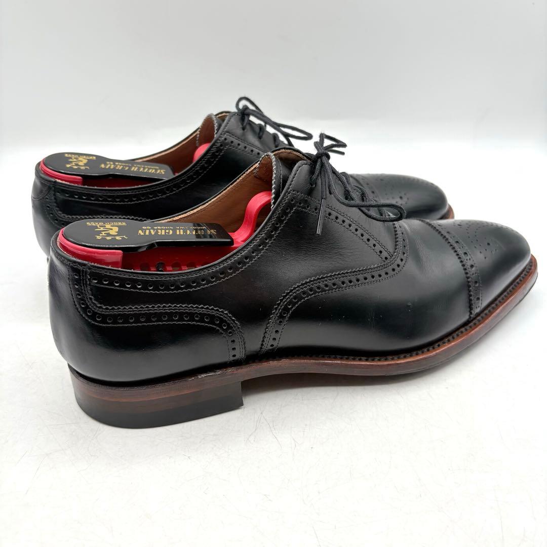 極美品✨ スコッチグレイン ストレートチップ メダリオン 【24.5】 黒 本革