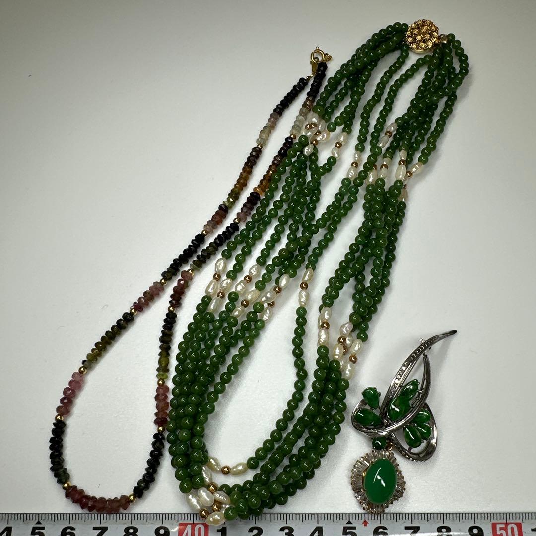 本翡翠　ネックレス　アクセサリー91g 東さ7-0417ア㉝