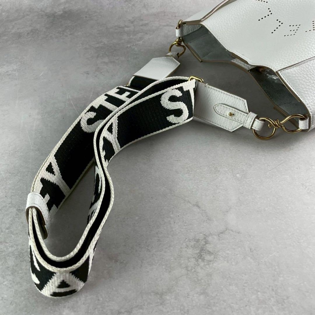 極美品 ステラマッカートニー ロゴ ショルダーバッグ ホワイト クロスボディ