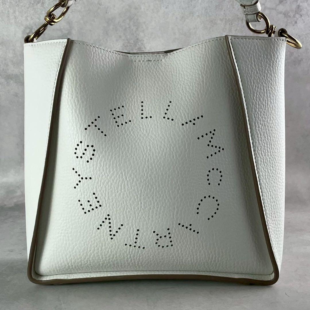 極美品 ステラマッカートニー ロゴ ショルダーバッグ ホワイト クロスボディ