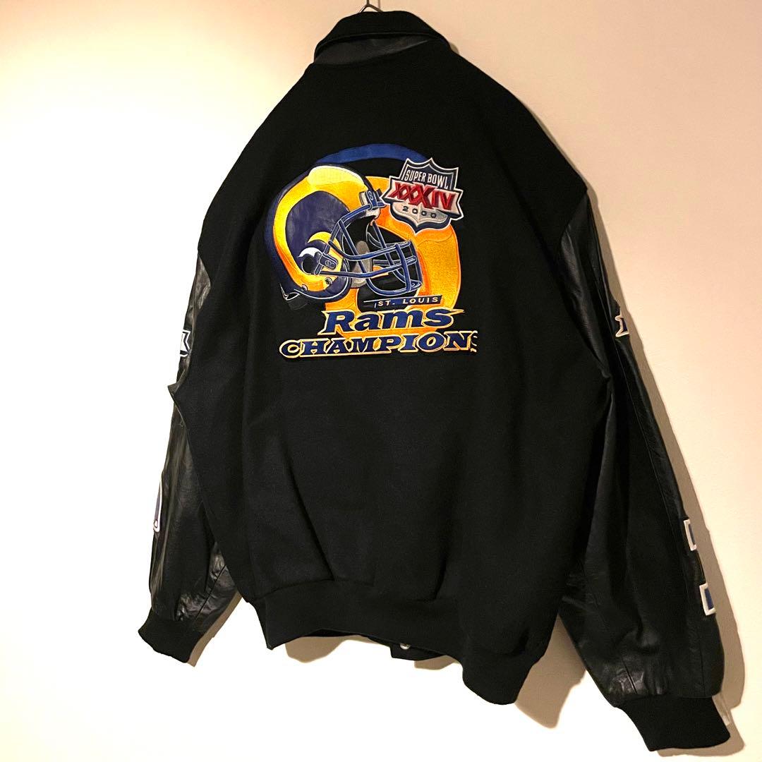 ゲームブルゾン 2XL アメフト 背面ビッグ刺繍 ワッペン アーム切替 ウール