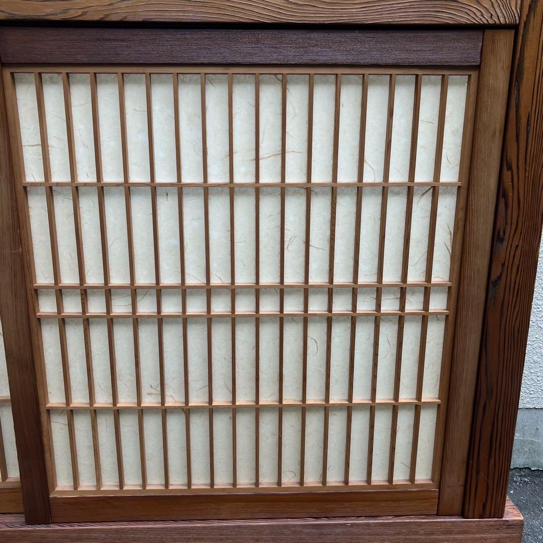 衝立　昭和レトロ　引き戸　障子　彫刻　木　 送料込　木製　欄間　パーテーション