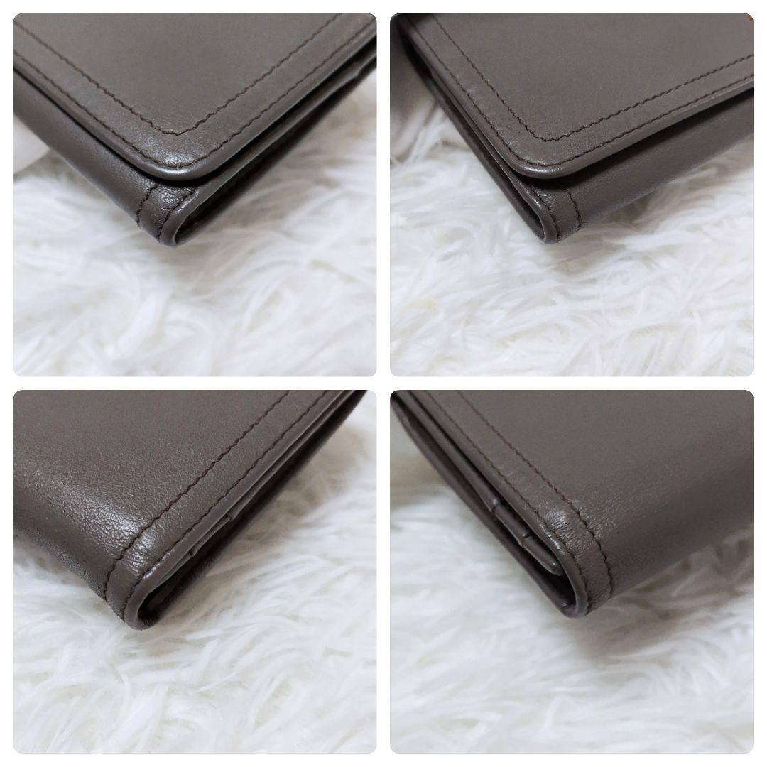 レア美品✨プラダ◇バイカラーフラップ長財布ソフトレザーゴールド金具グレーベージュ
