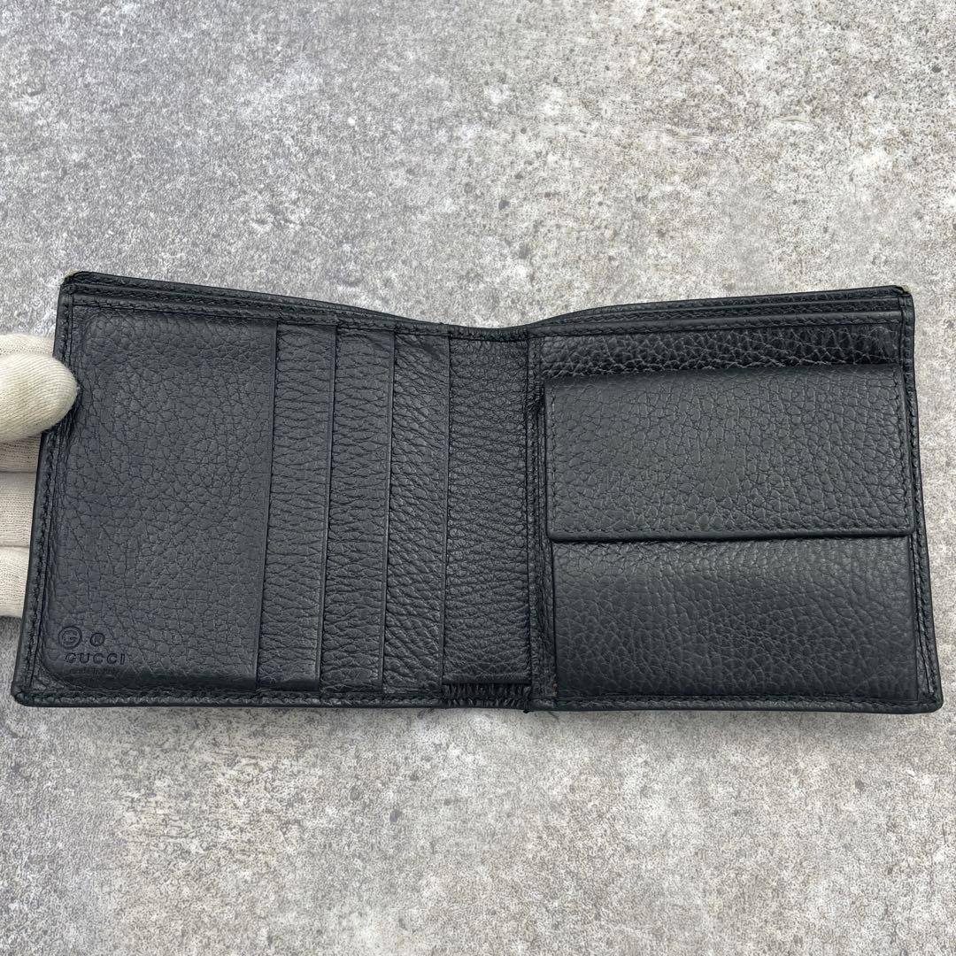 【美品】GUCCI グッチ 折り財布 黒 ブラック キャンバス GG総柄