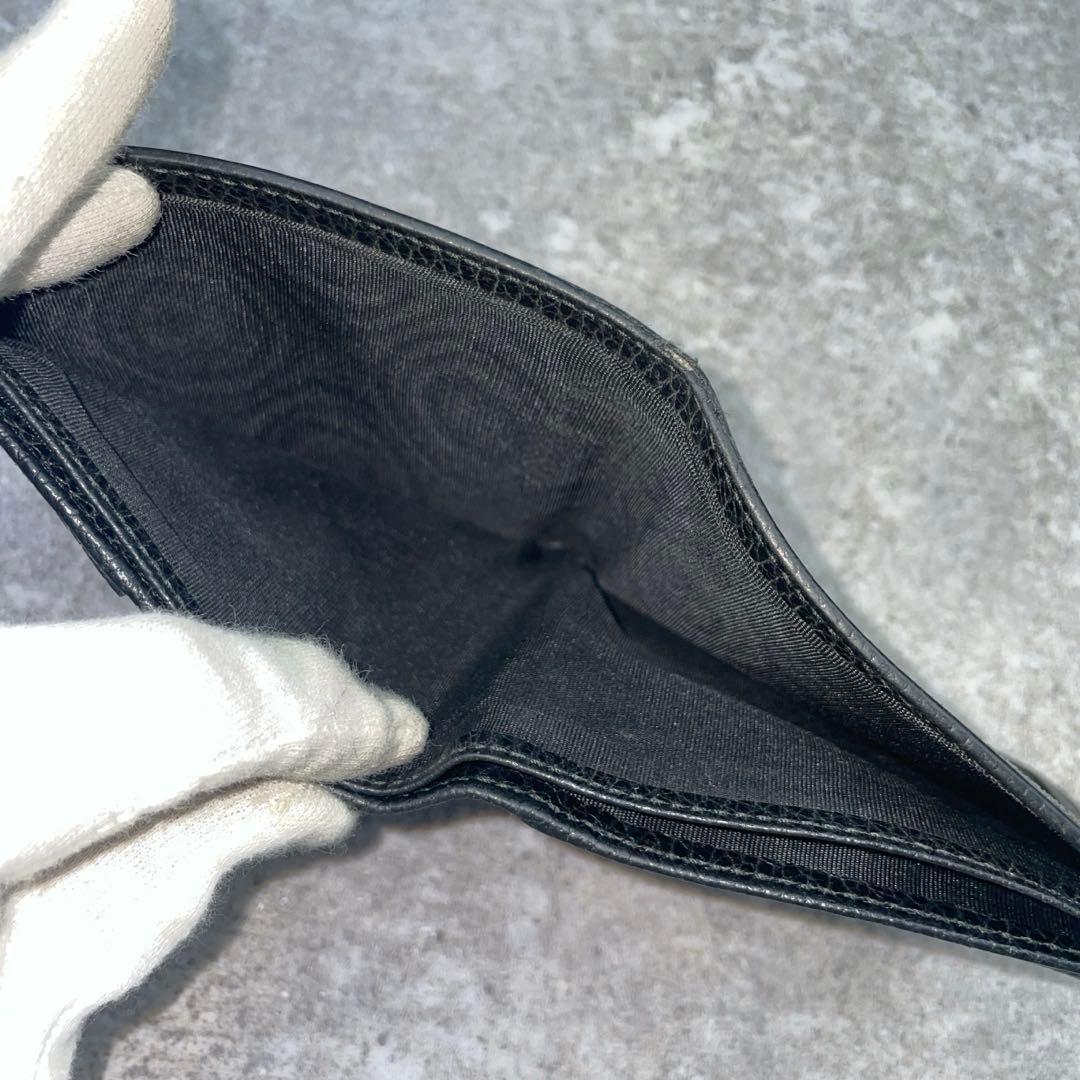 【美品】GUCCI グッチ 折り財布 黒 ブラック キャンバス GG総柄