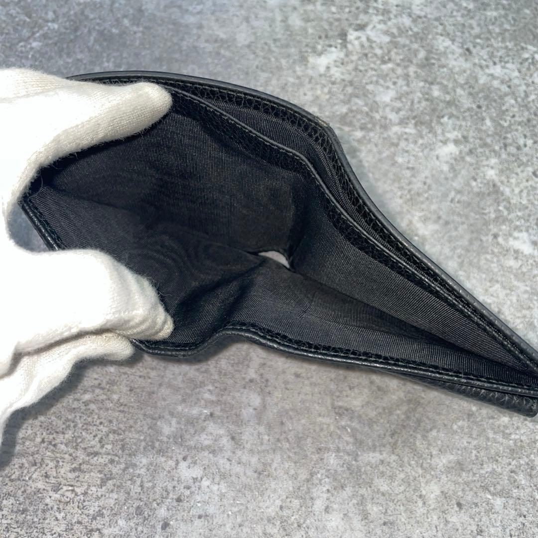 【美品】GUCCI グッチ 折り財布 黒 ブラック キャンバス GG総柄